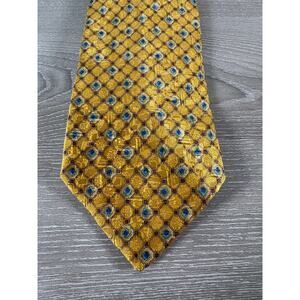 Ermenegildo Zegna Yellow Blue Geometric Men's Silk Tie Necktie-‎ Italy- EUC